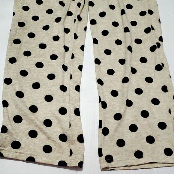 PJ Couture Cream & Black Polka Dots Comfy Soft Loungewear Pajama Pants - Picture 5 of 6